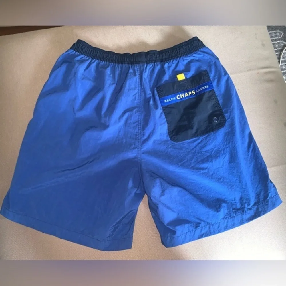Men's Large Vintage Chaps Ralph Lauren Blue Swim Trunk Bottoms With Pocket